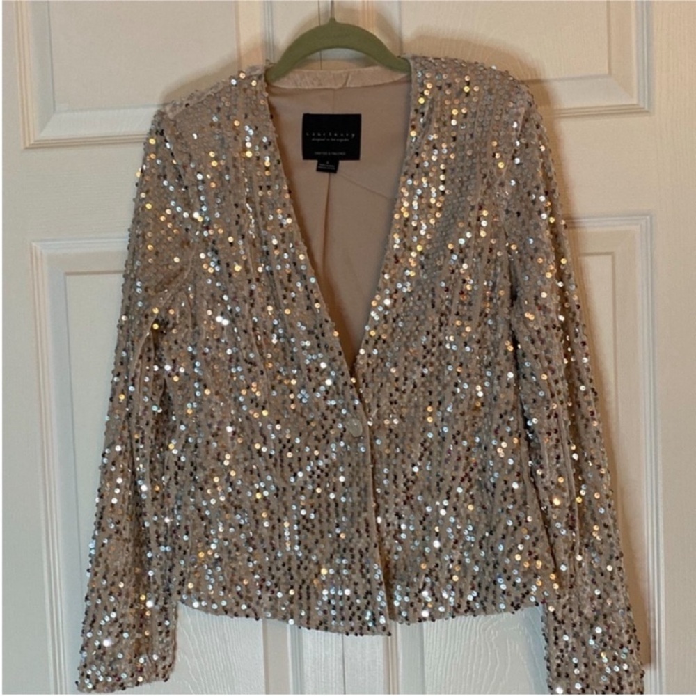 Sanctuary Blazer Charmed Sequin Jacket Gold size Small - Picture 3 of 12